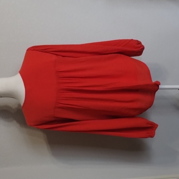 Free People blouse Check On It Wrap Top XS Oversized orange textured FP - Picture 5 of 9